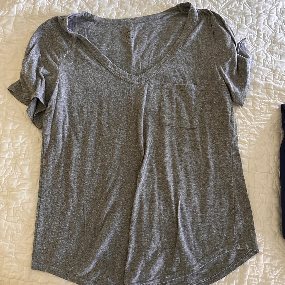Just Be Heather Gray V-Neck Tee